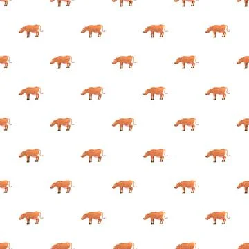 Cow brown cartoon seamless pattern repeating background Stock Illustration