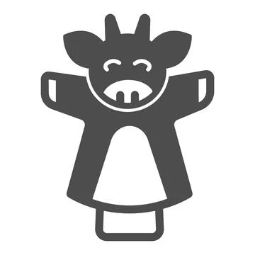 Cow, bull puppet on the hand solid icon, theater concept, puppet aminals vector Illustrazione stock