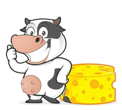 Cow with cheese Stock Illustration