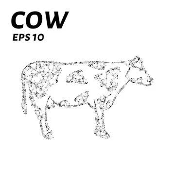 The cow consists of points, lines and triangles. The polygon shape in the f.. Stock Illustration