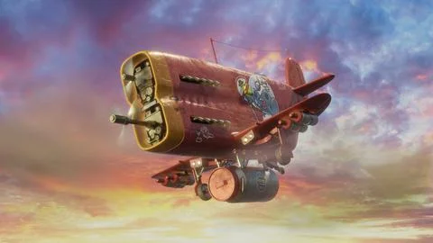 Cow controls the plane. Warplane Stock Illustration