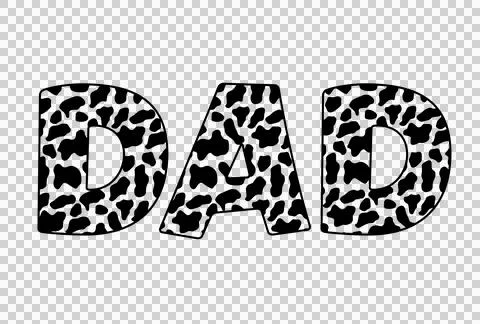 Cow Dad Print Letter Pattern Word spelling letters patterned Stock Illustration