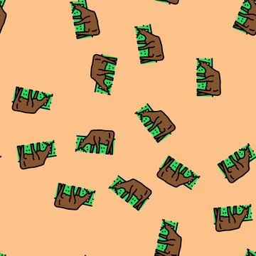 Cow eating grass vector seamless pattern Illustrazione stock