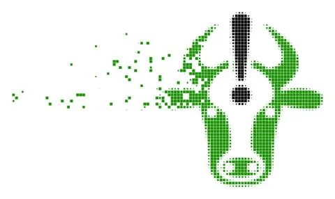 Cow Error Fractured Pixel Icon Stock Illustration