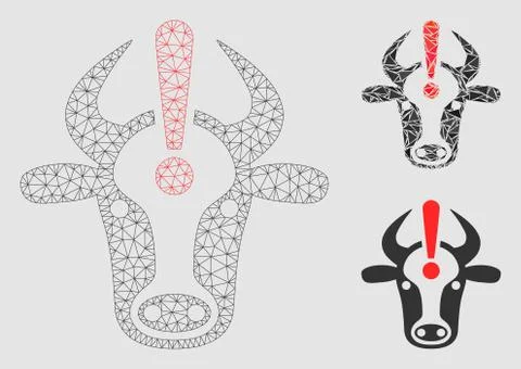 Cow Error Vector Mesh Network Model and Triangle Mosaic Icon Stockillustratie