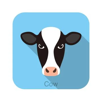 Cow face flat icon design. Animal icons series, vector illustration Stock Illustration