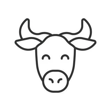 Cow face, icon in line design. cow, animal, farm, cattle, livestock, mammal Stock Illustration