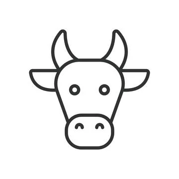 Cow face, icon in line design. cow, animal, farm, cattle, mammal, livestock Stock Illustration