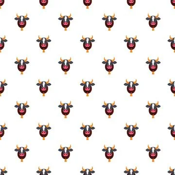 Cow faces seamless pattern on white background Stock Illustration