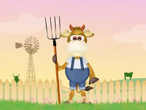 Cow in the farm Stock Illustration