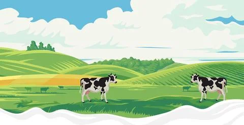 Cow farm producing Stock Illustration
