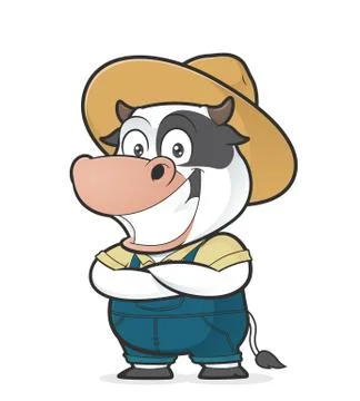 Cow farmer with folded hands Stock Illustration