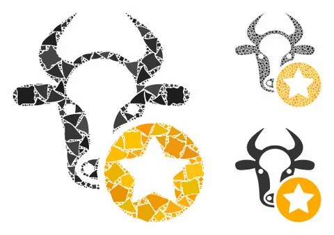 Cow favourites Composition Icon of Humpy Pieces Stock Illustration