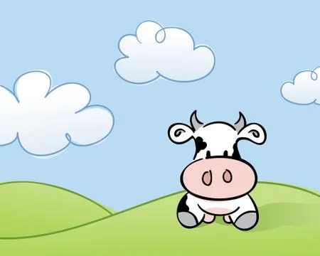 Cow in a field Stock Illustration