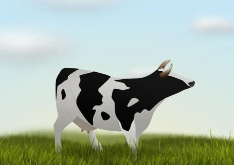Cow in field Stock Illustration
