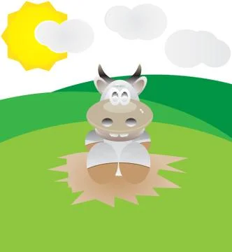 Cow in the field Stock Illustration