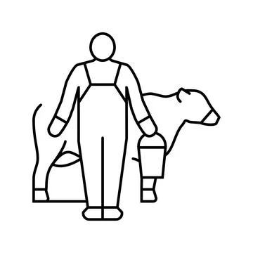 Cow field line icon vector illustration Stock Illustration