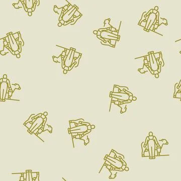Cow field line seamless pattern Stock Illustration