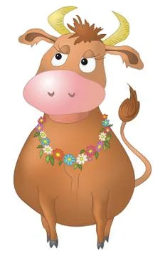 Cow with flowers Stock Illustration