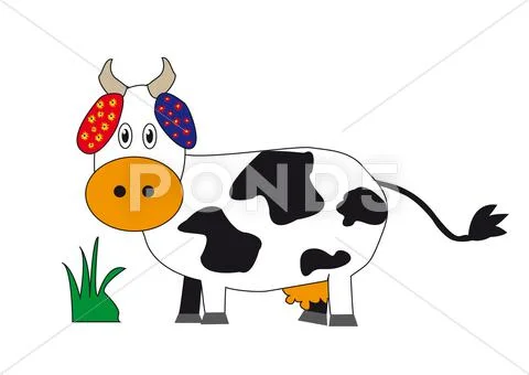 Cow with flowers Stock Illustration