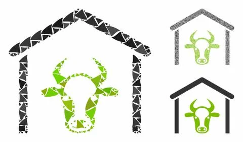 Cow garage Composition Icon of Bumpy Elements Stock Illustration