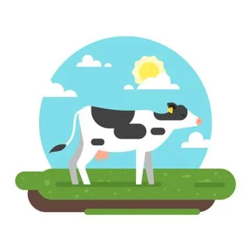 Cow graze in a field. Stock Illustration