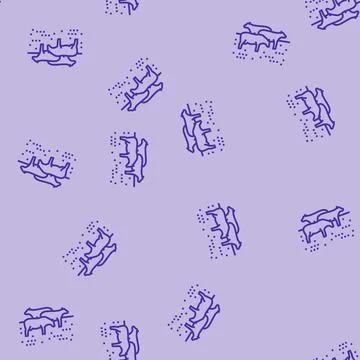 Cow grazing line seamless pattern 库存插图