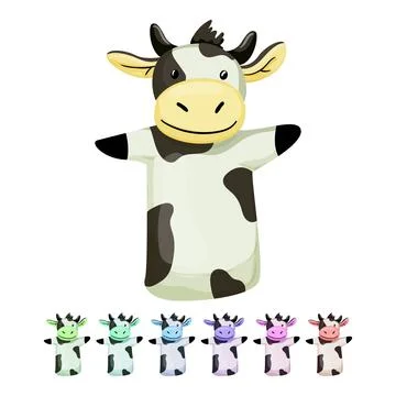 Cow hand puppet cartoon vector graphic Stock Illustration