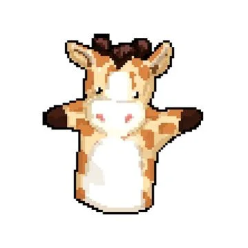 Cow hand puppet pixel art vector illustration Stock Illustration