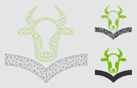 Cow Handbook Vector Mesh Network Model and Triangle Mosaic Icon Stock Illustration