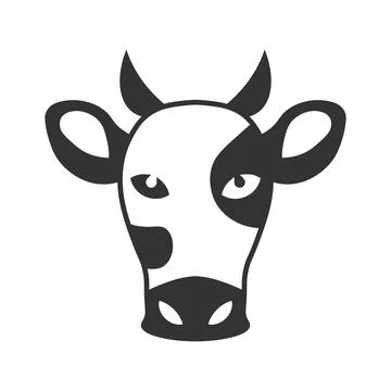 Cow head black vector icon on white background Stock Illustration