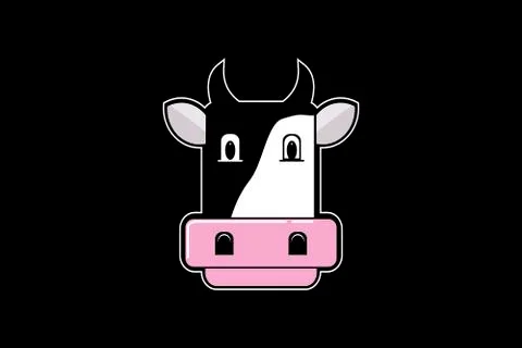 Cow head face logo icon - flat design Stock Illustration