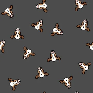 Cow head farm vector seamless pattern Stock Illustration