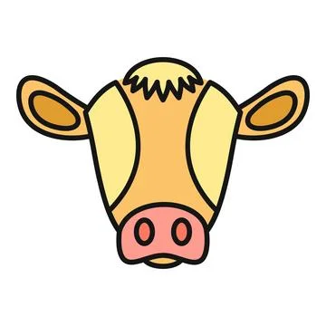 Cow head flat illustration simple animal face icon Stock Illustration