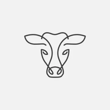 Cow head linear logo icon Stock Illustration