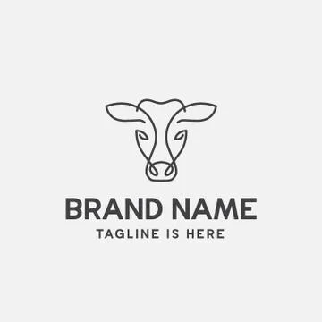 Cow head linear logo icon Stock Illustration