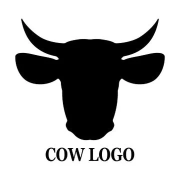 Cow head logo, icon vector, flat style, domestic animal Illustrazione stock