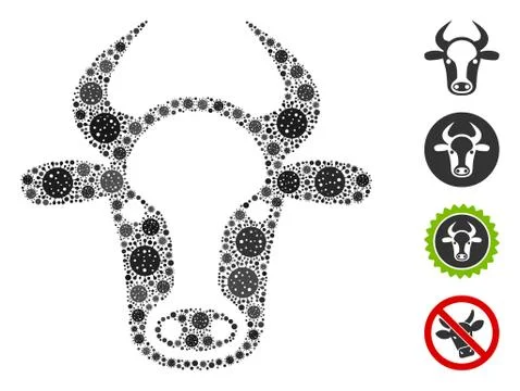 Cow Head Mosaic of CoronaVirus Elements Stockillustratie
