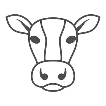 Cow head thin line icon, livestock concept, cattle sign on white background Stock Illustration