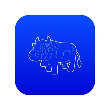 Cow icon blue vector Stock Illustration