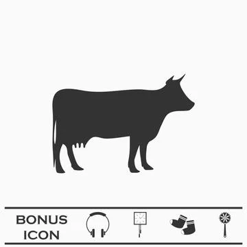 Cow icon flat Stock Illustration