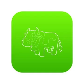 Cow icon green vector Stock Illustration