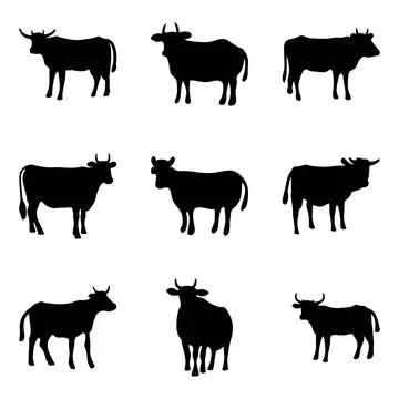 Cow icon set. Animal vector Stock Illustration