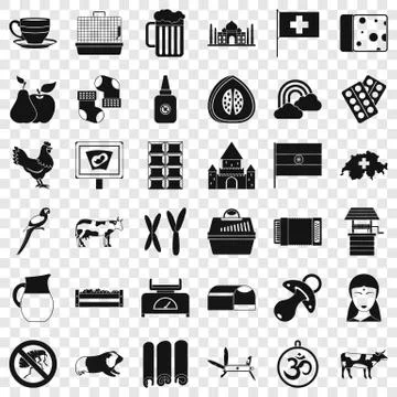 Cow icons set, simple style Illustrazione stock