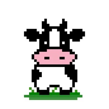 Cow image pixels for 8 bit game assets イラスト素材