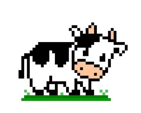Cow image pixels for 8 bit game assets Stock Illustration