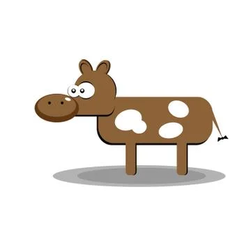 Cow isolated on green background. Vector illustration in cartoon flat design  Stock Illustration