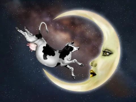 Cow jumped over the moon Illustrazione stock