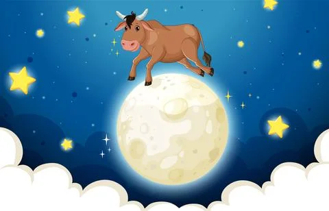 Cow Jumping Over the Moon Ilustração Stock