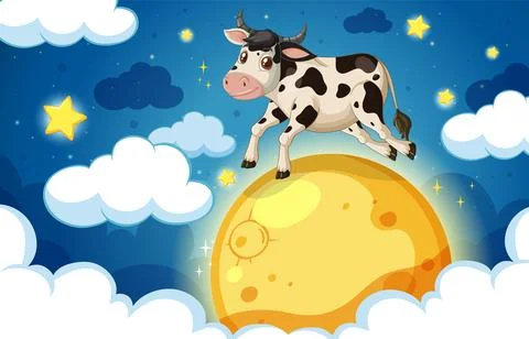 Cow Jumping Over the Moon Ilustração Stock